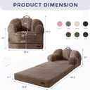 MAXYOYO Folding Sofa Bed, Floral-Shaped Convertible Floor Sofa Couch withBackrest, 2 in 1 Comfy Lounger Bean Bag Chair with Handle, Floor Single Couch for Living Room Bedroom, Brown