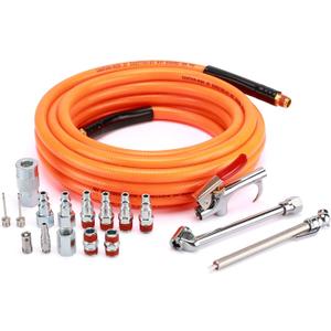 AIRTOON 18 Pieces Air Tool Accessories Kit with 3/8 Inch X 25 FT PVC Hose, 1/4 Inch NPT Quick Connect Fittings, Air Blow Gun, Tire Gauge, Air Chuck
