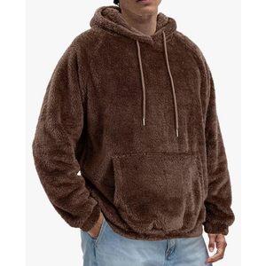 Fuzzy Sherpa Hoodie Sweatshirt Long Sleeve Fashion Pullover Fall Outwear Winter Hooded WL/ MS