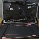 Car Seat Covers Full Set, Leather Seat Covers for Cars SUV Truck Auto, Universal Non-Slip Auto Seat Cover Waterproof (Full Set, Black&Pink)