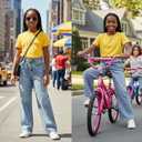 Girls Straight Leg Bootcut Ripped Baggy Jeans for 8-12 Y Old - Adjustable Stretch Waist Pull Up 5 Pockets Washed Denim Pants