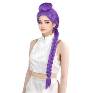 Long Purple Braid Wig For Women,Purple Wig With Braids Ponytail Clip,40",Anime Cosplay,Synthetic Hair,Halloween Costume Adult Accessory