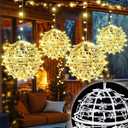 Likiyol Christmas Light Balls Outdoor 4 Pack 8" Sphere Christmas Lights with Plug, Hanging Tree Garden Globe Lights Waterproof String Lights for Yard, Patio, Porch, Party, Holiday Decor, Warm White