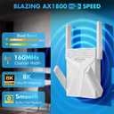 AX1800 WiFi 6 Extender Signal Booster for Home, Dual Band WiFi Range Extender Internet Repeater Covers Up to 10000 Sq.Ft & 55 Devices, Wireless WiFi Booster with Gigabit Port, AP Mode, One-Tap Setup