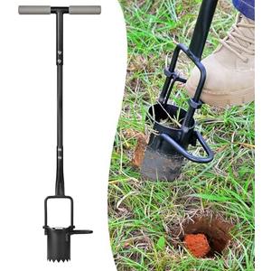 Omesata Sod Plugger, Bulb Planter with Long Handle and Serrated Base Garden Tool, Bulb Transplanter Also Grass Plug Tool for Digging Holes to Plant Tulips, Iris, Daffodils