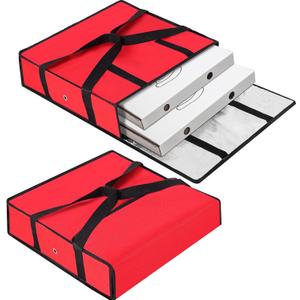 Mifoci 2 Pcs 20 x 20 x 6 Insulated Pizza Delivery Bag Pizza Warmer Bags Carrier Insulated Bags Hold 2-16" or 18" Boxes, for Catering Food Delivery, Restaurants, Cookouts(Red)