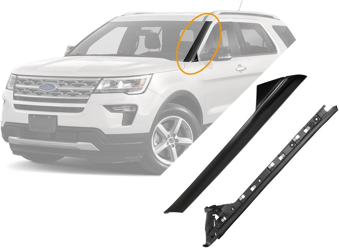 Windshield Trim Molding A-Pillar Set, Compatible with 2011-2019 Ford Explorer, Front Outer & Inner Left Driver, BB5Z7803145AA BB5Z-7803137-AA BB5Z-7803137-AB 926-450 BB5Z-7803145-AA Window Accessories