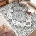Area Rug 5x7 Washable Rug for Living Room,Retro Boho Rugs for Bedroom Low Pile Non Slip Dining Room Rug Soft Vintage Floor Carpet for Home Office Decor