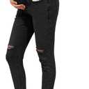 PACBREEZE Women's Maternity Jeans Over Belly Skinny Stretchy Denim Pants Comfy Slim Pregnancy Pants (X-Large, C09: Ripped Black)