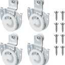 4 Piece Sliding Closet Door Hardware Rollers Wardrobe Cabinet Door Hangers Knob Adjustable Hooks with 8 Screws
