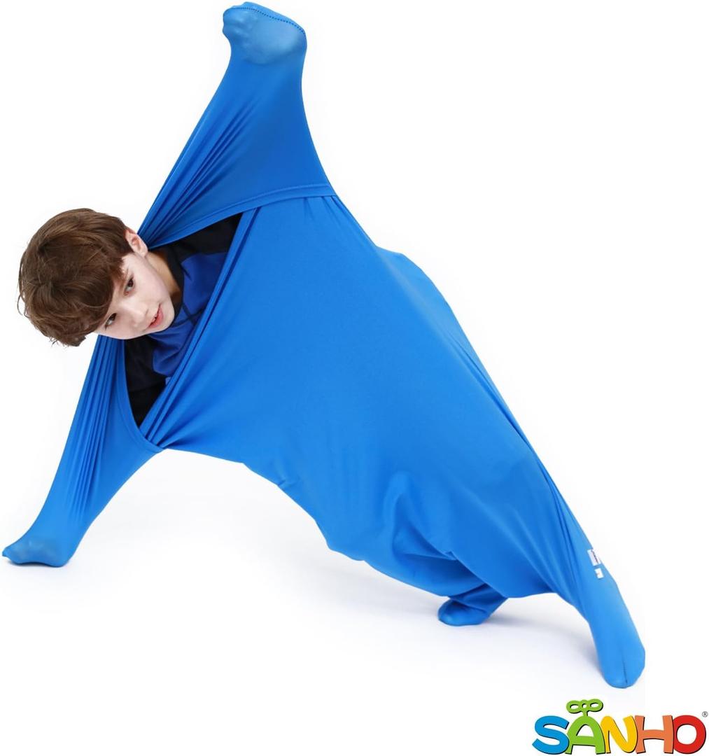 SANHO Premium Sensory Sock,Body Sock,Updated Version, X-Large, 70" L x 28" W, Good for Height: 65"-75" Blue