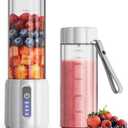 TOMUOO Portable Blender, Personal Blender for Smoothies and Shakes, Small Juice Mixer with LED Display, USB C Rechargeable Shake Maker with 6 Blades for Kitchen, Outdoor, Gym, 17 Oz, White