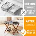 SpaceAid Fully Assembled Luggage Rack 1 Pack, Bamboo Foldable Suitcase Stand for Guest Room, Heavy Duty Folding Luggage Holder with Storage Shelf for Bedroom and Hotel, Walnut