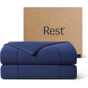 REST Evercool Cooling Comforter, Full/Queen, Blanket for Hot Sleepers, All Season Bedding to Keep Cool for Night Sweats, Breathable Lightweight Blanket, 90"x90" Inches, Midnight Blue