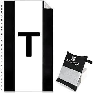 Oversized Monogrammed Microfiber Thin Lightweight Beach Towel Compact Sandproof Quick Dry Extra Large Packable Clearance Towels Personalized Customized Gifts for Friends Men Women Adults Letter T