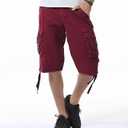 Men's Camo Cargo Shorts Relaxed Fit Multi-Pocket Outdoor Camouflage Cargo Shorts Cotton (Red, XXL)