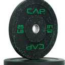 CAP Economy 25 lb Pair Olympic Bumper Plate, Medium Bounce Rubber Weight Plate with Steel Hub, Color Fleck Design, 2-Inch Olympic Barbell Compatible for Strength Training, Weightlifting & Home Gym Workouts.