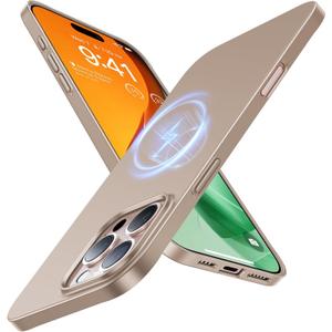 TORRAS Magnetic Slim-Fit for iPhone 16 Pro Max Case, Ultra-Thin 16 ProMax Phone Case Compatible with MagSafe, Light Anti-Scratch Matte Hard PC Bayer 6.9 inch OriginFit, Desert Titanium Gold (2-Desert Titanium)