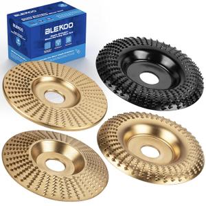 4PC Angle Grinder Wood Carving Disc Set, 4" & 4 1/2" Compatible, 5/8" Arbor, Wood Shaper & Stump Grinder Teeth