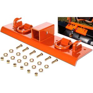 Bonbo Tractor Grab Hooks Compatible with Kubota Tractors - Bolted on Compact Tractor Bucket Grab Hooks with D Rings and 2" Receiver, Orange