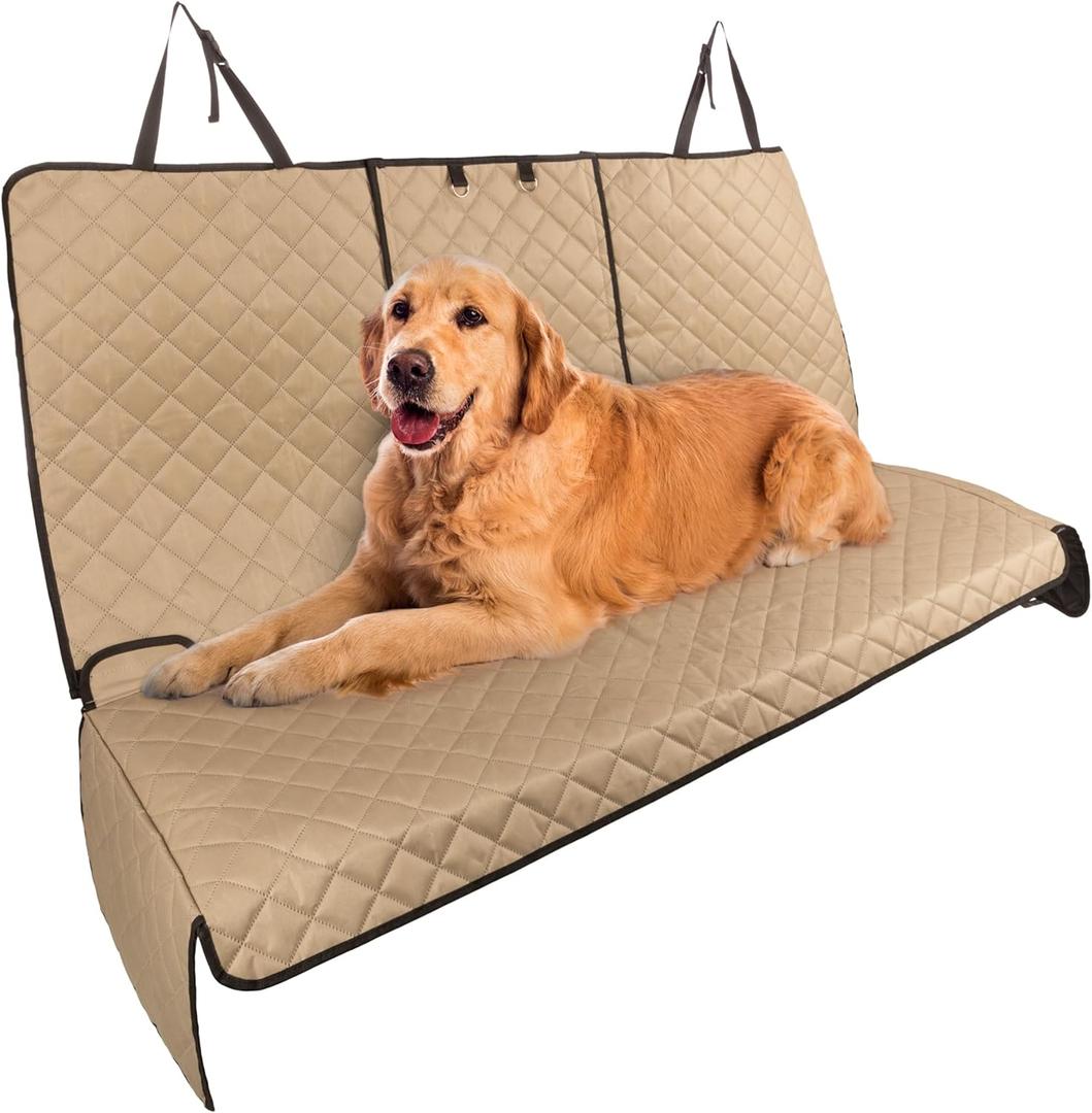 PETMAKER Dog Car Seat Cover for Back Seat - Water-Resistant Car Seat Protector for Cars, Trucks, and SUVs - Seat Cover Protects from Scratches, Mud, Pet Hair and Accidents - Car Accessories (Beige)