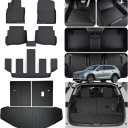 Floor Mats & Trunk Mat & Backrest Mat(Only Fit Sport Version) for 2016-2022 2023 Mazda CX9 CX-9 6 Seats(Non 7 Seats),TPE All Weather Protection Car Floor Liners & Cargo Liners