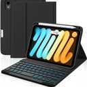 Cousper for iPad mini 7 Keyboard Case A17 Pro 2024/iPad Mini 6 Generation Case with Keyboard 2021 8.3 Inch, Pencil Holder, 7 Color Backlit Detachable Keyboard Cover for iPad mini 7th/6th Gen, Black