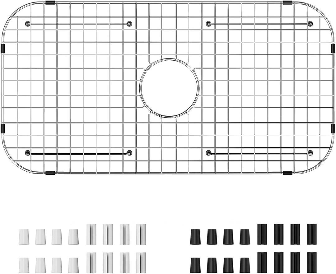 Sink Bottom Grid 27-1/2" x 14-1/4", Centered Drain with Corner Radius 3-1/2", stainless steel sink grid for sink protectors