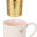 Pinky Up Annette Ceramic Tea Cup with Infuser and Lid, Travel Mug for Loose Leaf Teas, Home Office, Camping, Picnic Party, 12 oz, Set of 1, Honeycomb