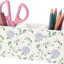 Hydrangea Gifts Wooden Pen Pencil Holder, Hydrangea Gifts for Women, Blue Flowers Decor Wooden Makeup Brush Toothbrush Holder Organizer for Home Office Desk Table Shelf