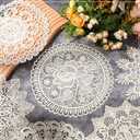 Mimorou 18 Pieces 10 Inch Beige Lace Doilies for Tables Crochet Doilies Vintage Cotton Lace Coasters Handmade Round Placemats Rustic Table Decor for Kitchen Dining Room Wedding Cup Vase Decoration