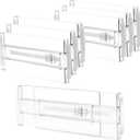 6 Pack Drawer Dividers for Clothes, 4" High 10.6"-16.9" Adjustable Drawer Dividers Expandable Dresser Drawer Organizer, Clear Drawer Separators for Clothes, Underwear, Cosmetic, Kitchen Utensils