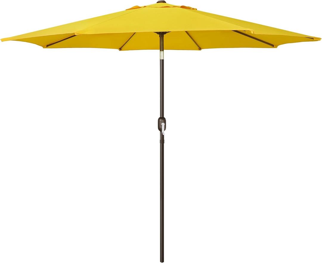 Blissun 9' Outdoor Patio Umbrella, Outdoor Table Umbrella, Yard Umbrella, Market Umbrella with 8 Sturdy Ribs, Push Button Tilt and Crank
