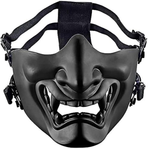 Tactical Airsoft Half Face Masks, Airsoft Mask Half Face Evil Demon Hannya Kabuki Samurai Oni Masks Airsoft Protective Masks for Cs War Game Halloween Party