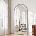Mirror Full Length, 28"x71" Large Arched Floor Full Length Mirror with Stand, Room Decor Big Full Body Floor Mirror with HD Tempered Glass Aluminum Frame for Bedroom Living Room, Black