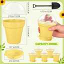 Honeydak 25 Pack Flowerpot Dessert Cup Plastic Cake Cups with Lid Shovel Spoon Mini Flower Pot Dessert Cups Ice Cream Yogurt Cupcake Holder Containers for Birthday Party Supplies DIY Baking (Yellow)