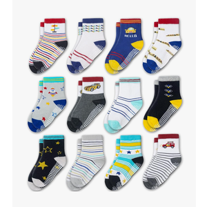 Evercute Toddler Girls Grip Socks 12 Pack Boys Non Slip Socks for Kids Anti Skid, Size 1-3T