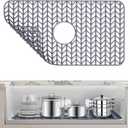 AWOKE Sink Protectors for Kitchen Sink - 26"x 14" Sink Mat - Heat-resistant Easy-clean Silicone Sink Mat - for Protection of Stainless Steel Sink - with Center Drain (Grey),Kitchen Sink Accessories