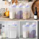 4 x 4 Pcs Set Rice Storage Container 5.5lb, Rice Dispenser with Measuring Cup & Pour Spout for Flour Pasta Grain Pet Dog Cat Bird Food Storage Container