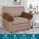Turquoize Stretch Armrest Covers for Chairs and Sofas Couch Arm Covers for Sofa Spandex Jacquard Armrest Cover Anti-Slip Furniture Protector Armchair Slipcovers for Recliner Set of 2, Caramel