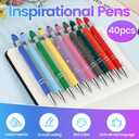 40 Pack Ballpoint Pens Bulk, Fine Point Metal Pens for Writing, Inspirational Motivational Pens with Sayings, Funny Nurse Teacher Office School Supplies Gifts for Women Men Coworkers