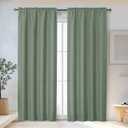 OWENIE Bob Green Curtains 84 Inches Long 2 Panels Set for Living Room Bedroom, Light Filtering Rod Pocket Faux Linen Textured Soft Elegant Curtain Drapes, 2 Pcs Each 40Wx84L Inch