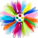 Square Dance Scarves, 24 Pcs Juggling Scarf Props Magic Trick Silk Scarves Music Movement Scarf 12 Colors 24 by 24 Inches