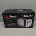 Mueller UltraToast Full Stainless Steel Toaster 4 Slice, Long Extra-Wide Slots for Bagels and Waffles, 6 Browning Levels, LED Display, Cancel/Defrost/Reheat Functions & Removable Tray, Kitchen Gadgets