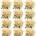 Nagobi 12 Bundles Fake Artificial Peonies Silk Flowers Fake Peony Bouquet Faux Peonies Flowers Bulk for Decoration Florals Arrangements Wedding Home Party Table (Champagne)