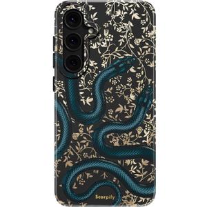 SCORPIFY Compatible with Samsung Galaxy S26 Case [Compatible with MagSafe] for Matte Black Double Snake Design, Cute Magnetic Phone Cover for Women Girls and Men, Slim Bumper with Gold Accents