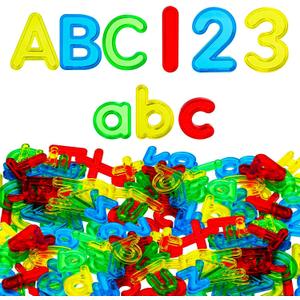 Bbiamsleep 134 Pcs Multi-Color Plastic Letters and Numbers Transparent Letters and Numbers Plastic Alphabet Letters Light Table Manipulatives for Counting and Spelling, Ages 3+