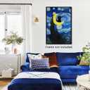 CAXIYSH Starry Night Black Cat Canvas Wall Art Cute Funny Cat Poster Famous Impressionist Oil Paintings Abstract Farmhouse Gallery Aesthetic Room Wall Decor 16X24 inch Unframed