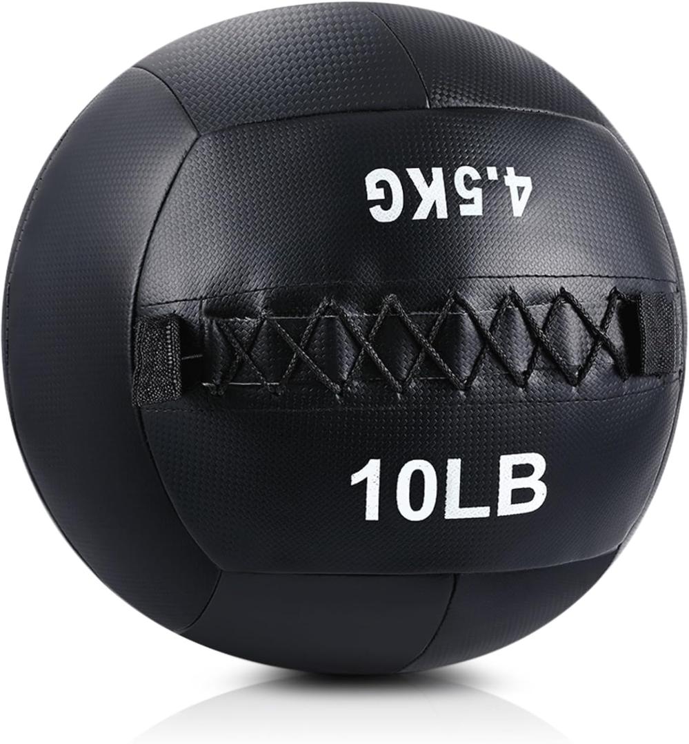 Lunmon Soft Wall Medicine Ball for Exercise Fitness Slam Weighted Med Ball with Non Slip Grip for Slamming Workout Strength Conditioning Core Training Lunge and Partner Toss 10lb