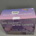 White Bed Canopy with 24 Colors Star Lights for Girls, 8 Corner Princess Canopy Bed Curtains with Color Changing LED String Lights Remote Timer for Adults Women Bedroom, Twin Full Queen King Bed